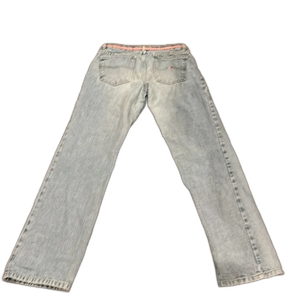 Y2K Tommy Hilfiger Jeans Flag waist detail straight leg low rise light wash sz 4 - Picture 10 of 10